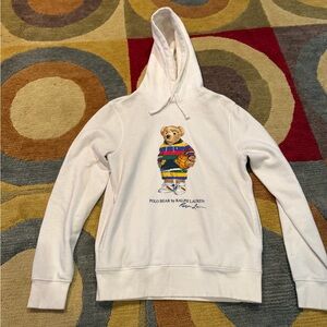 Polo Ralph Lauren Polo Bear White Hoodie Sweatshirt Fleece Preppy Men’s Size XS